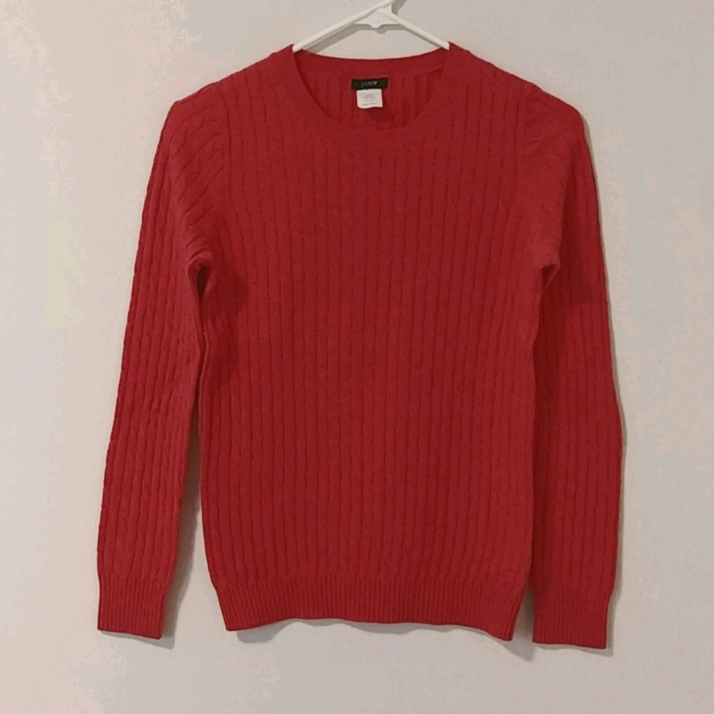 J.Crew Hot Pink Cable Knit Sweater